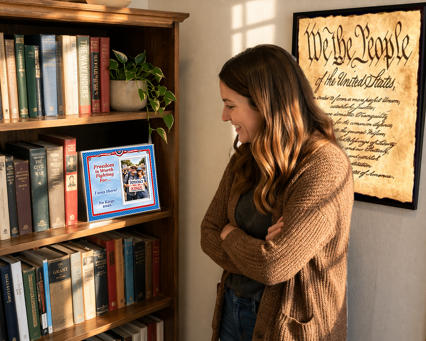 Freedom Is Worth Defending — No Kings 2026 Personalized Photo Frame