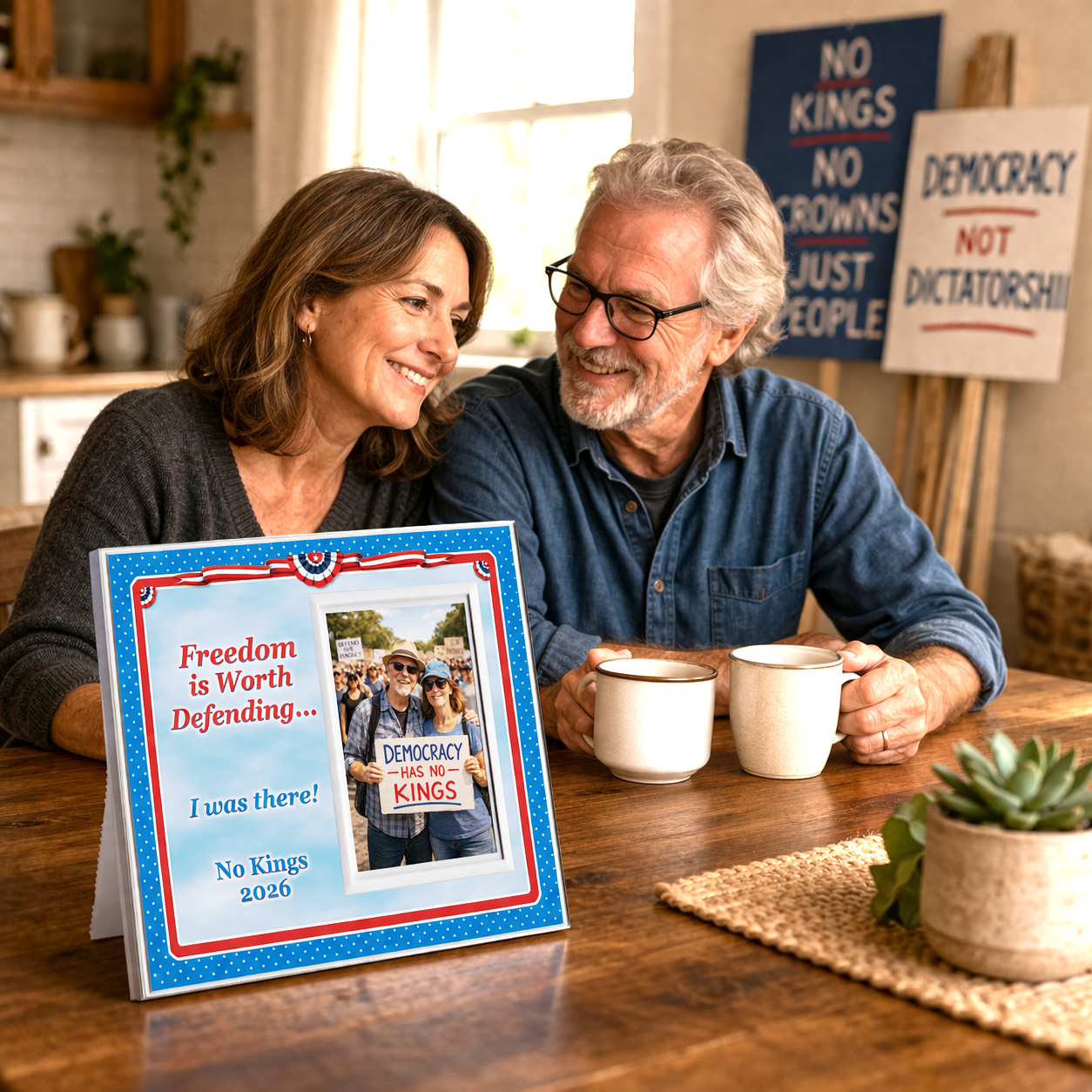 Freedom Is Worth Defending — No Kings 2026 Personalized Photo Frame