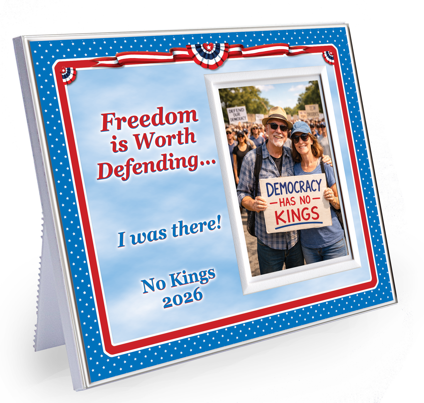 Freedom Is Worth Defending — No Kings 2026 Personalized Photo Frame