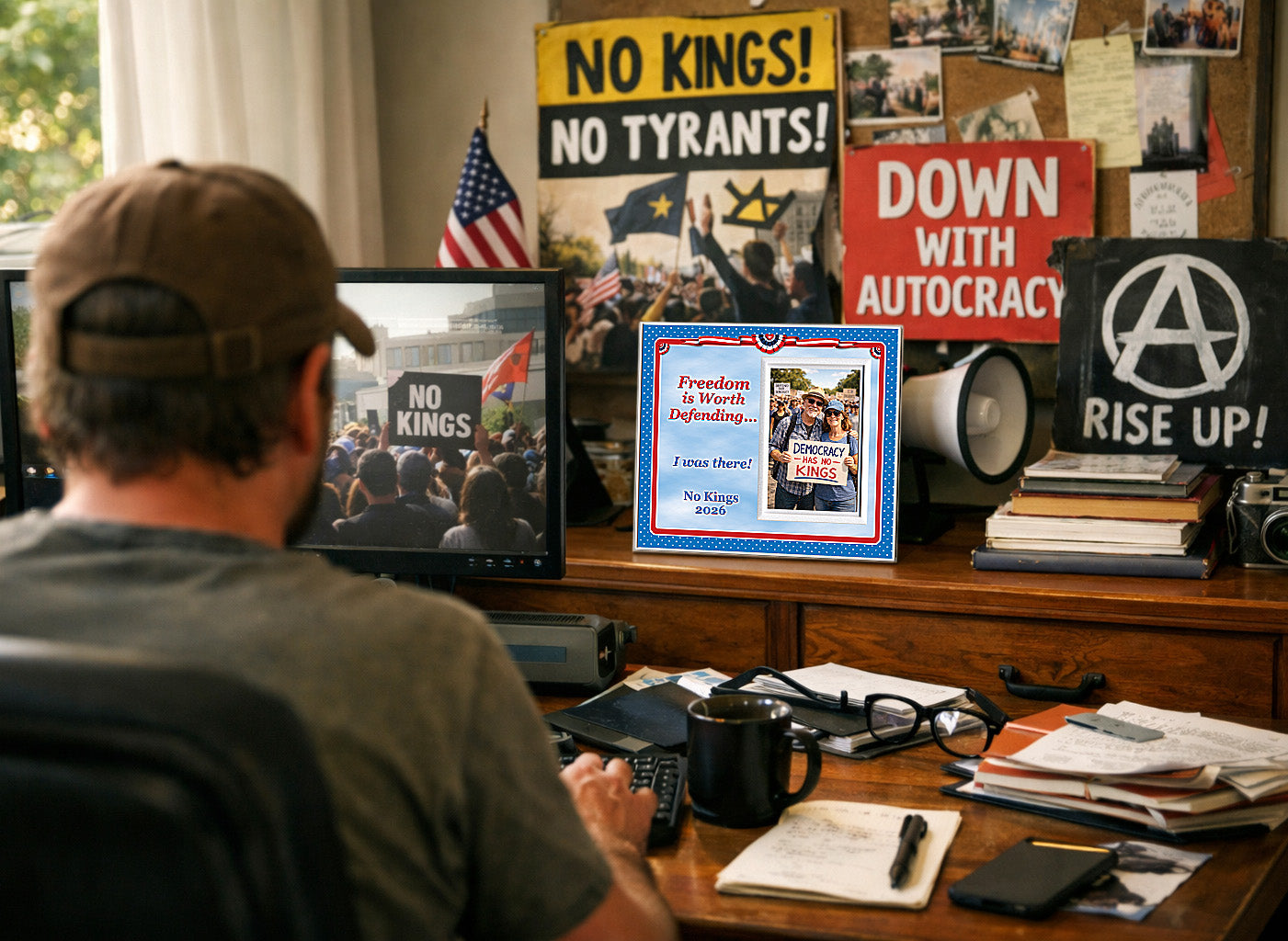 Freedom Is Worth Defending — No Kings 2026 Personalized Photo Frame